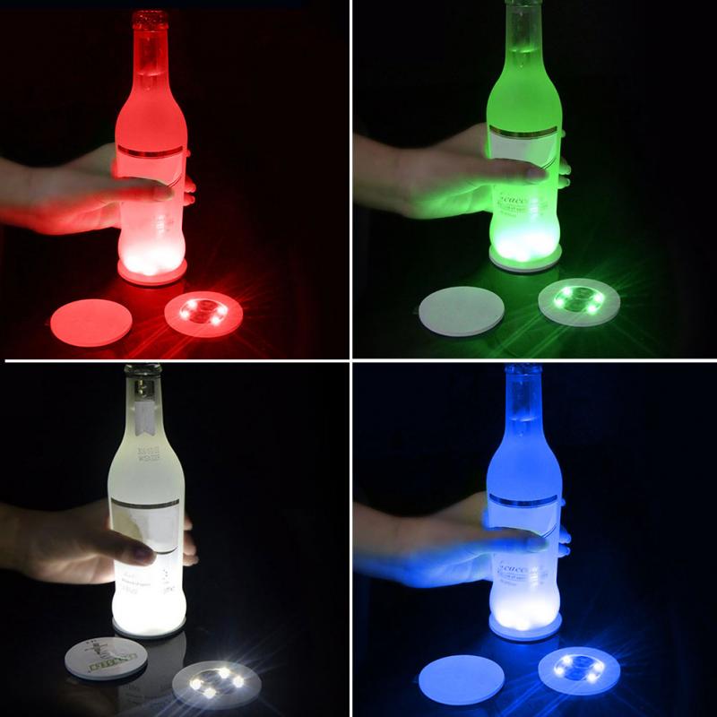 Bottle Stickers Coasters Lights Novelty Lighting Battery Powered LED Party Drink Cup Mat Christmas Vase New Year Halloween Decoration Light