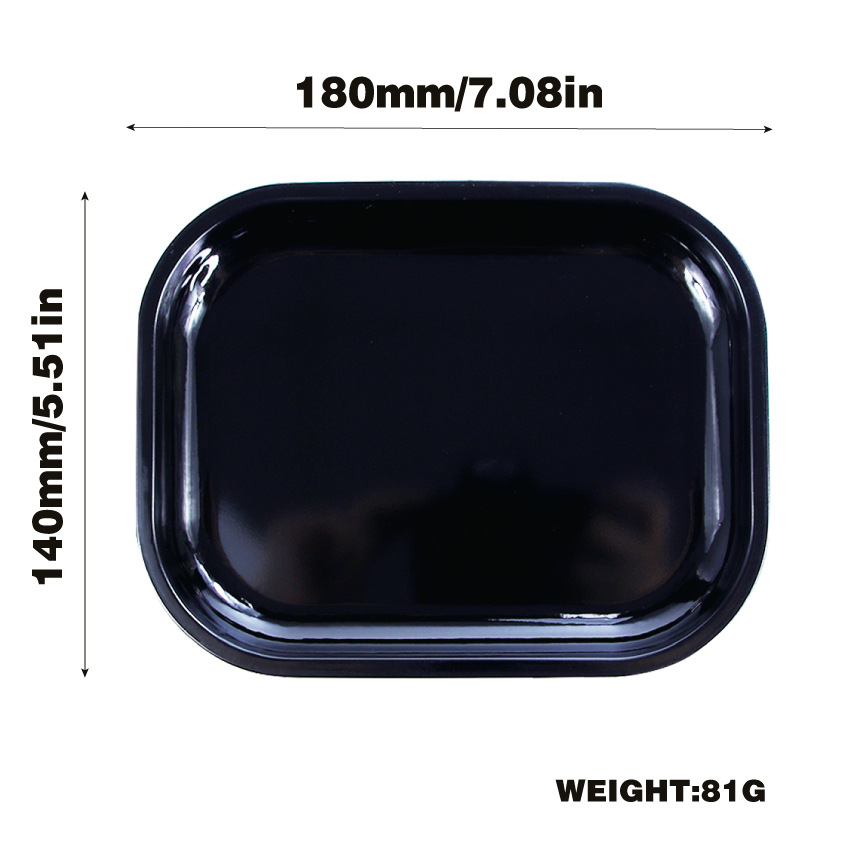 Smoking Accessories Customize Metal Rolling Tray Tobacco Cigarette Paper Storage Magnetic Lid Kit Blank Black 18x14cm