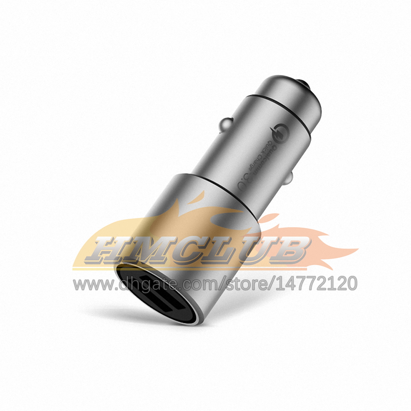 CC267 Оригинальное автомобильное зарядное устройство QC3.0 x2 Двойной USB Quick Charge MAX 5V/3A 9V/2A 15V/1,5A Стиль металла для Xiaomi MI