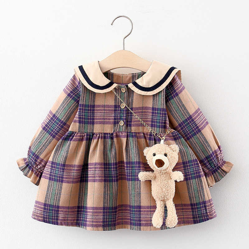 Bébé 2020 Automne Nouveau-né Fille Robe Vêtements Enfant Filles Princesse Plaid Robes d'anniversaire pour bébé Vêtements de bébé 0- Robes LJ201221