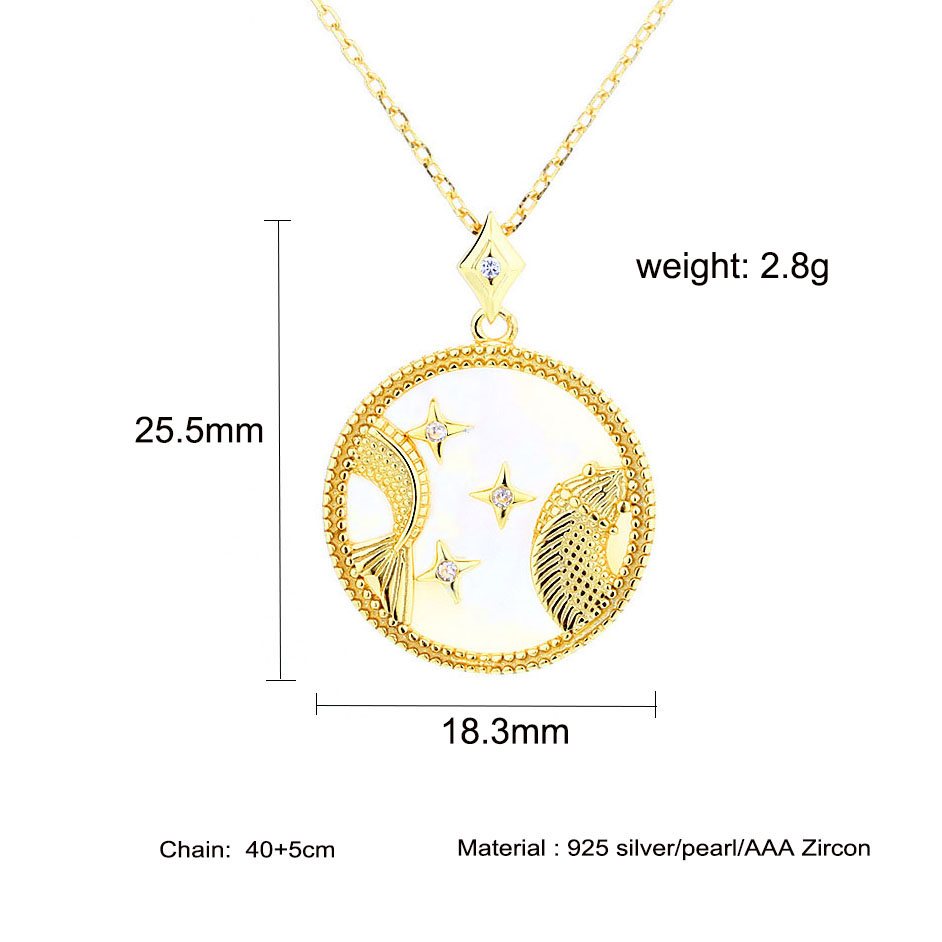 Elegant 12 Zodiac Sign Ketting Pendant Astrologie Kettingen 100% 925 Sterling Silver Zirkoon Women Sieraden