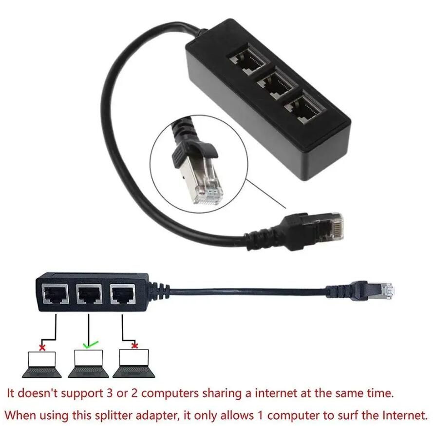 RJ45 Ethernet Splitter Cable 1 Male to 3 Female LAN for Cat5 Ethernet Socket Connector Adapter