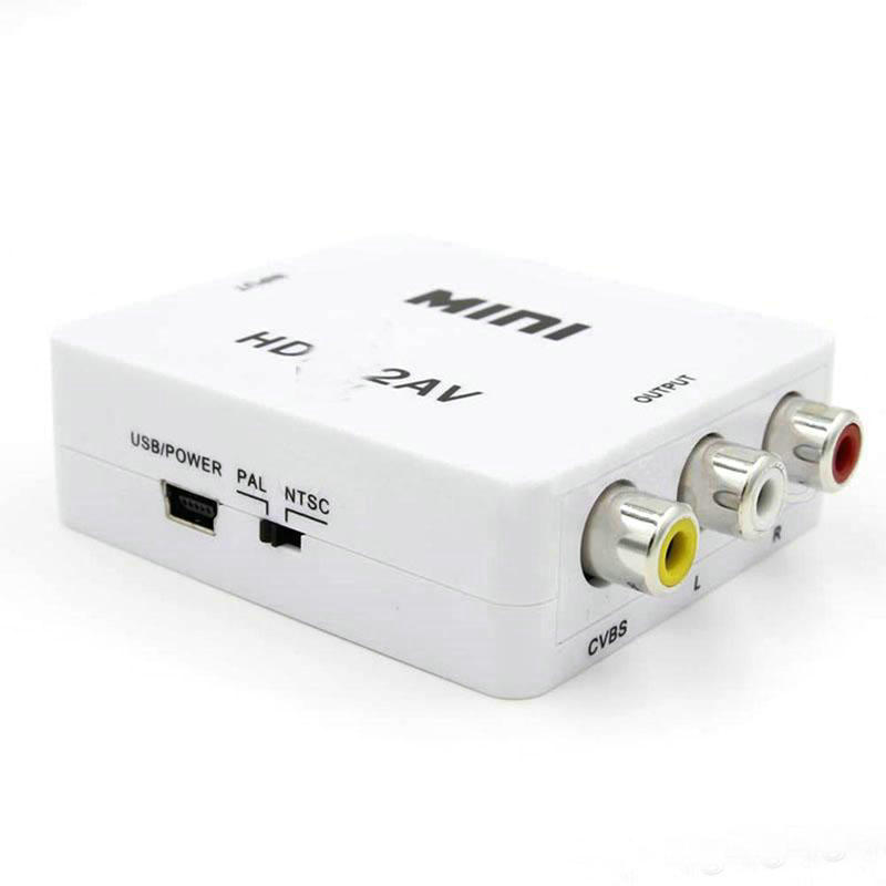 AV2HD 1080P HDTV Video Adapter Mini AV till HD Converter CVBS L/R RCA till HDM för Xbox 360 PS360 med detaljhandelsförpackningar