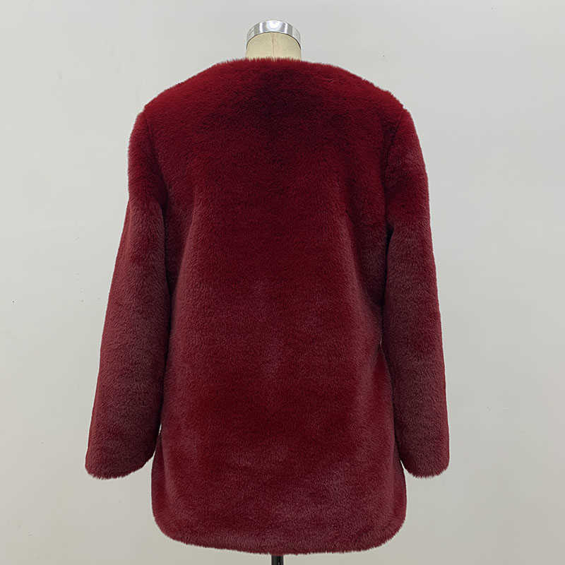 Pelliccia finta da donna 2022 autunno e inverno nuova giacca da donna in pelliccia sintetica versione coreana di coniglio caldo cappotto casual girocollo T221102