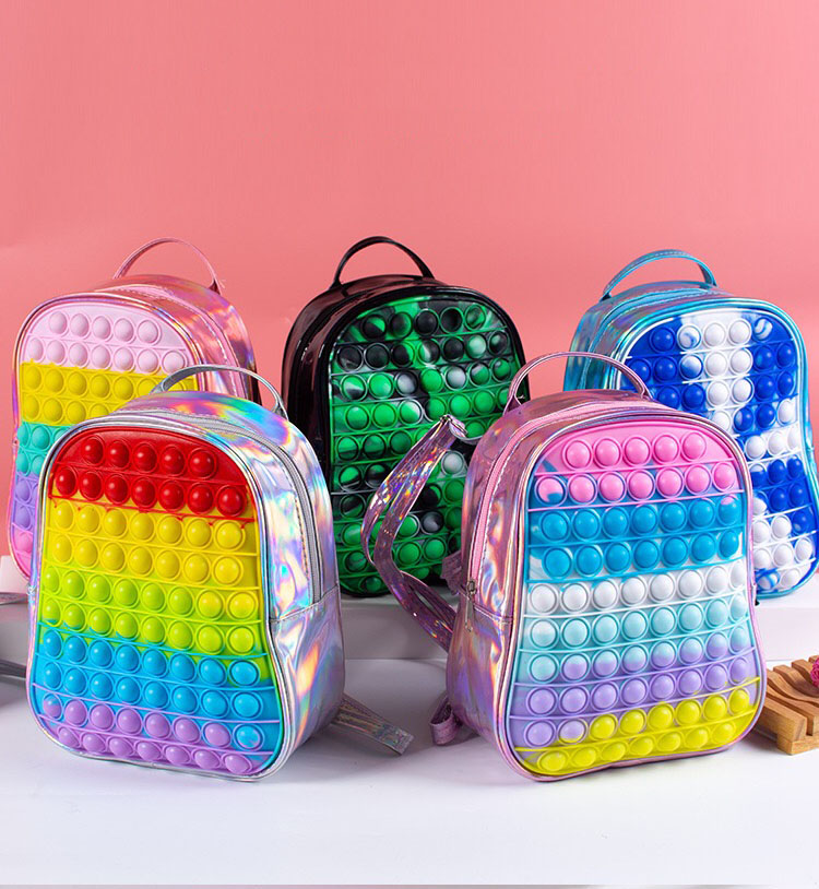 Bärbara fodral ryggsäck Pop ryggsäckväska axel småbarn tryck popper bubbla sensorisk fidget leksak väska