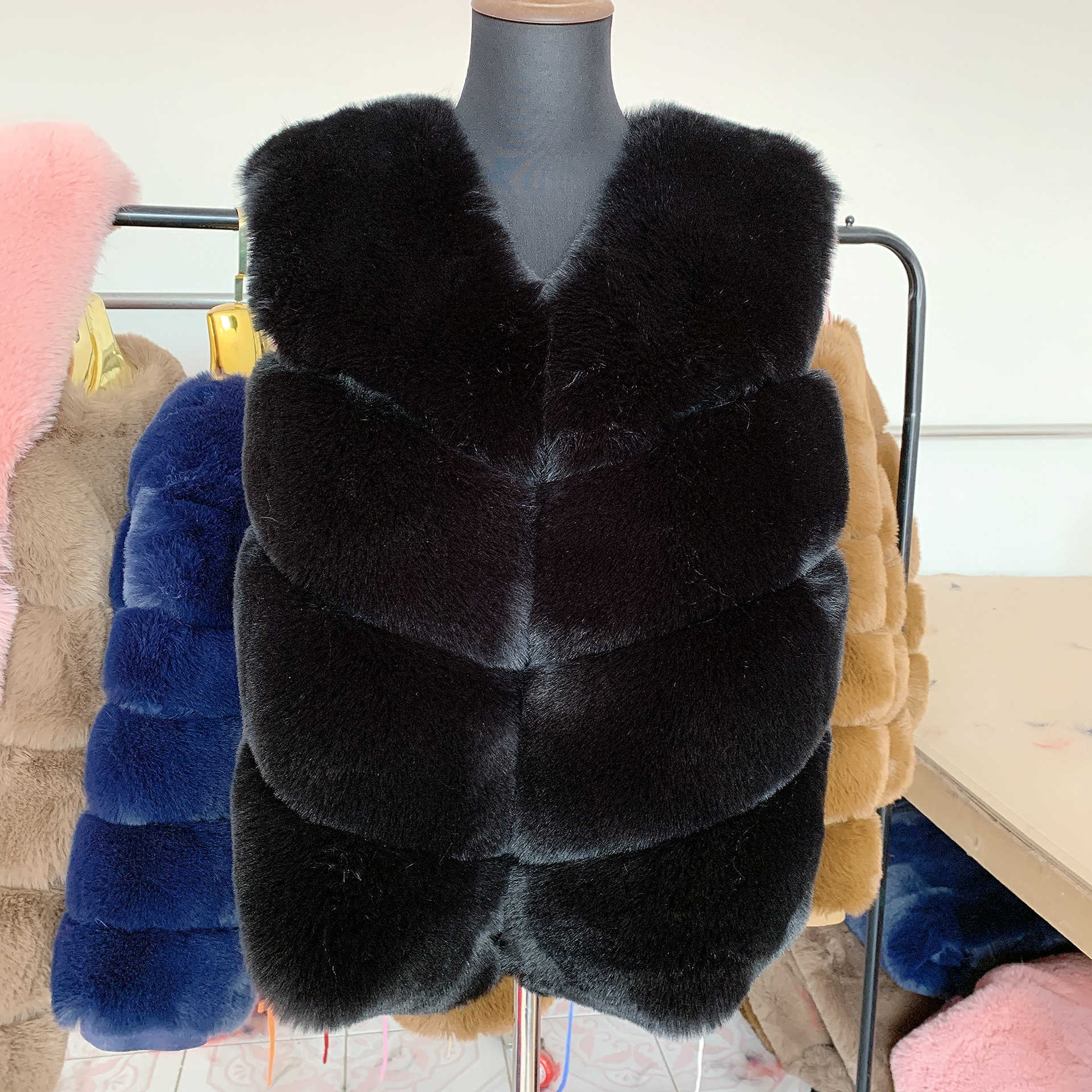 Chemisier froid pour femmes en fausse fourrure d'hiver pour femmes avec manteau en fausse fourrure gilet veste moelleuse épaisse synthétique pour les femmes gilet T221102