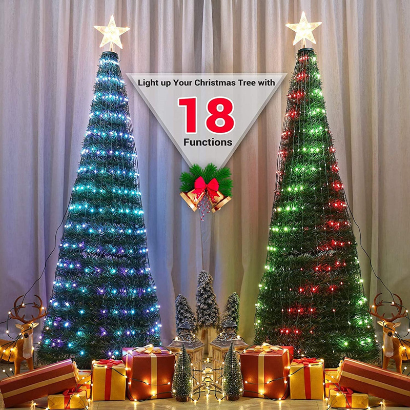 4FT 5FT 6FT 7FT Weihnachten adressierbare bunte Lichterketten Weihnachtsbaum Lichter mit Topper Star 342LEDs Smart 18 ModiTimer Fernbedienung wasserdicht