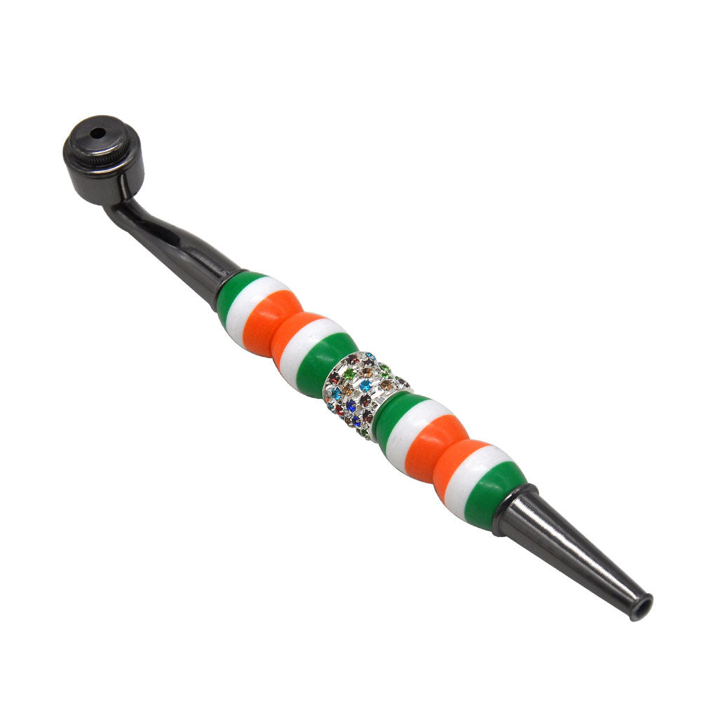 tuyau en métal propre multicolore perle ronde tige droite bouchon à bouche mince tuyaux de brûleur à mazout bongs