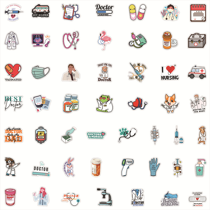 Doctor Stickers For Kids Laptop Diary Water Bottles Car Bike Skateboard Suitcase Doctors Occupation Medical Equipment DIY Personalize Sticker Decals