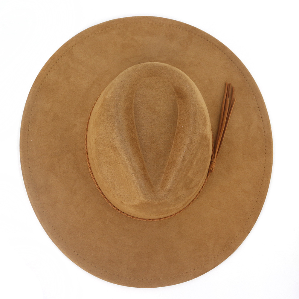 Sombrero de copa de gamuza sintética de 9 5cm, Sombrero Fedora de ala para hombres y mujeres, sombreros de Jazz de fieltro de otoño e invierno, sombreros clásicos de iglesia, Sombrero Mujer235y