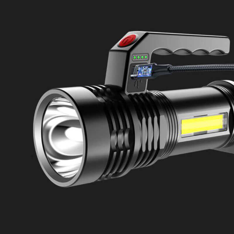 Pochodni LED LED światła błyskawiczne Przenośna ręczna latarka ręczna ręczna doładowanie USB Pochodnicy baterii Lekerskie reflektor Polowanie reflektorów T221101