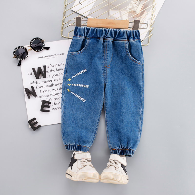 Jeans Baby Boys Pants Dziewczęce Dzieciowe spodnie Dasual Cartoon Kids 1 2 3 4 lata 221102