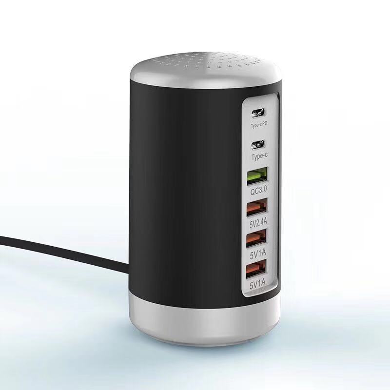 65W 6 Ports Fast Chargers HUB Quick Charge QC 3.0 Multi USB Type C PD Charger Charging Station