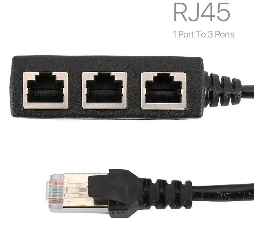 RJ45 Ethernet Splitter Cable 1 Male to 3 LAN for CAT5 Ethernet Socket Connector Adapter