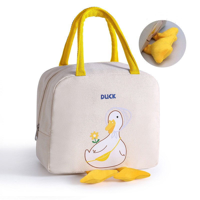 Sacs de rangement petit canard jaune sac à lunch boîte de dessin animé mignon sac à main isolation sac en toile