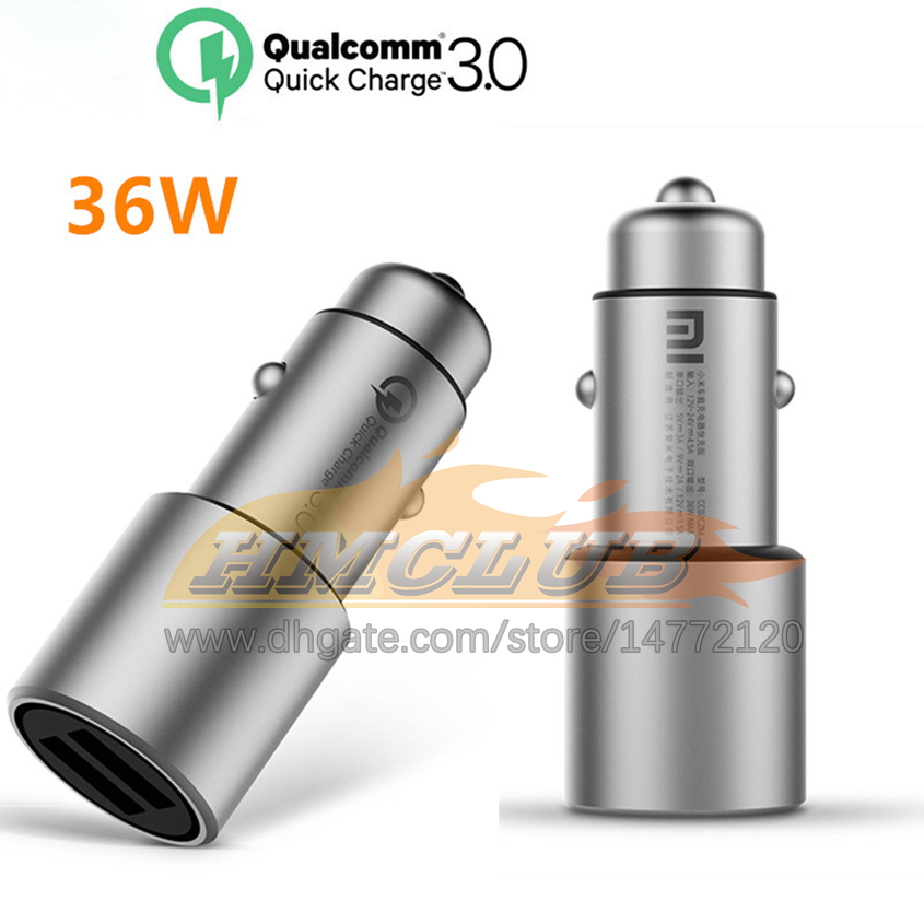 CC267 Carregador de carro original qc3.0 x2 dual USB de carga rápida max 5v/3a 9v/2a 15v/1.5a estilo metal para xiaomi mi