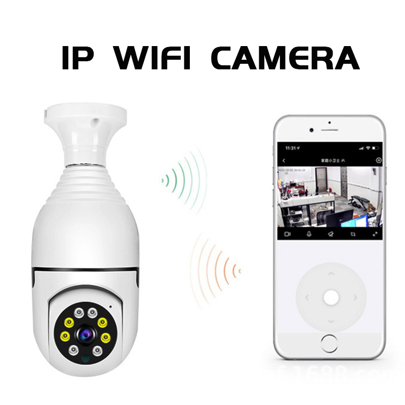 WiFi 360ﾰ Panoramique Ampoule Caméra Surveillance Caméra IP Vision nocturne Audio bidirectionnel Full HD 1080P Moniteur de sécurité à domicile sans fil