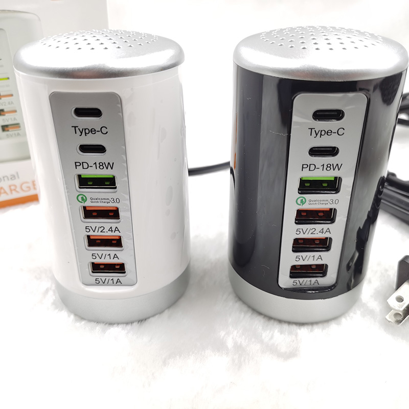 65W 6 Ports Schnellladegeräte HUB Quick Charge QC 3.0 Multi USB Typ C PD Ladegerät Ladestation