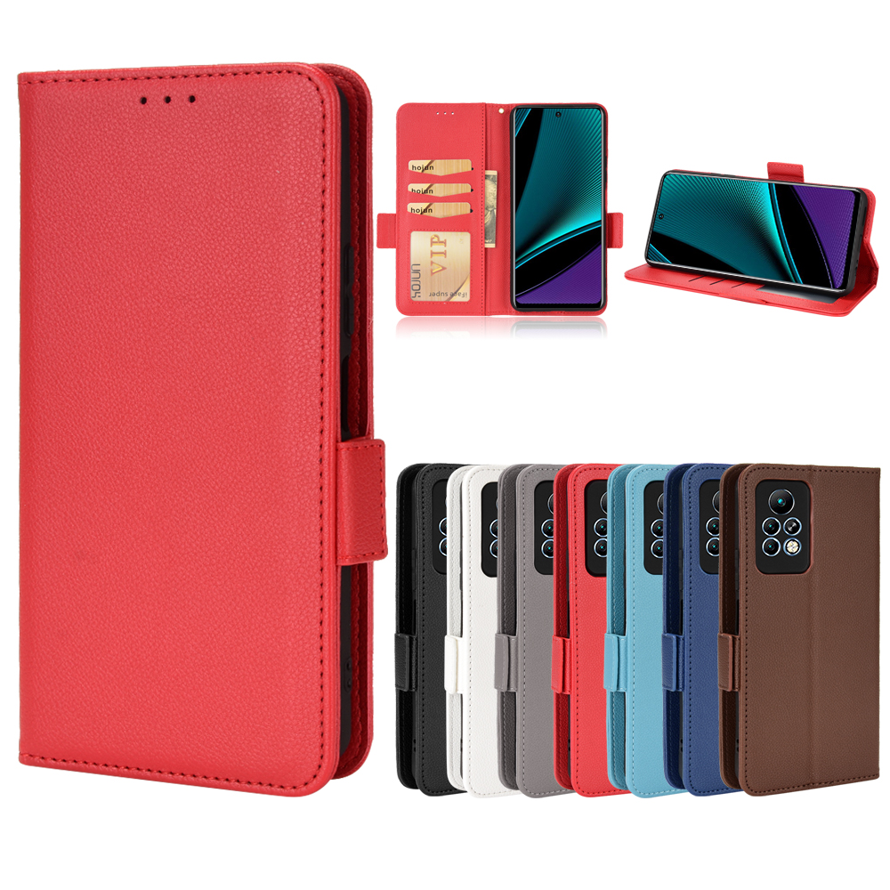 InfinixのFunda Phoneケースノート12 G96 X670 X663 HOT 12 X6817 11 TECNO POVA LYCHEE WALLET PUレザーケースマグネティックフリップ