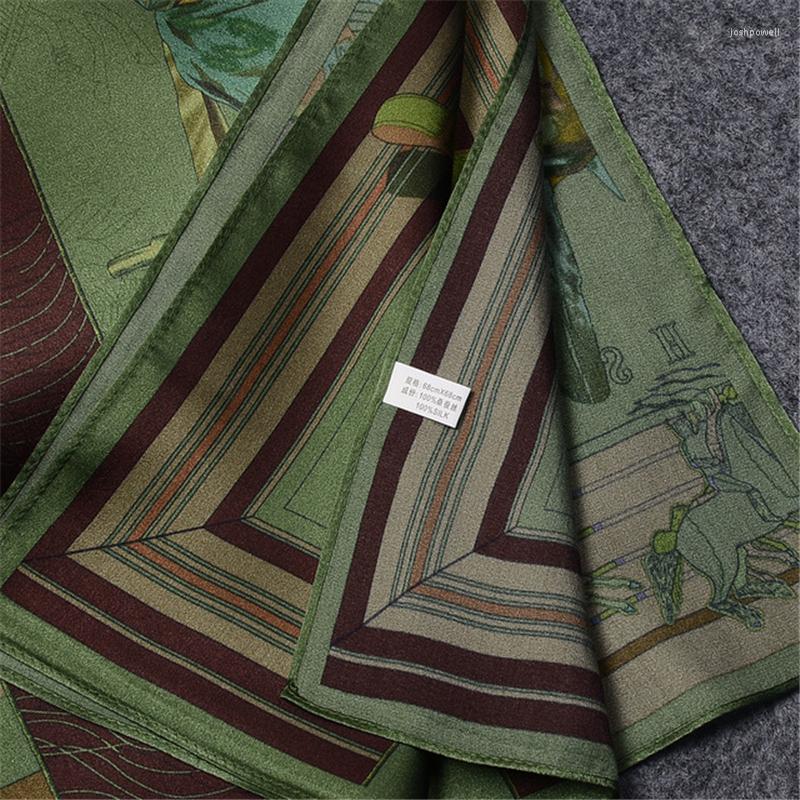 Scarves Green Color Neck Mulberry Silk Scarf Womens Charming Head Hair Wristband Soft Smooth Female Bow Ties Hijab228S