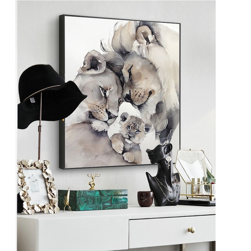 Einfache moderne Leinwandgemälde, afrikanischer wilder Löwe, Poster und Drucke, Heimdekoration, Wohnzimmer, Wandkunst, Tierbild, abstraktes Ölgemälde, rahmenlos