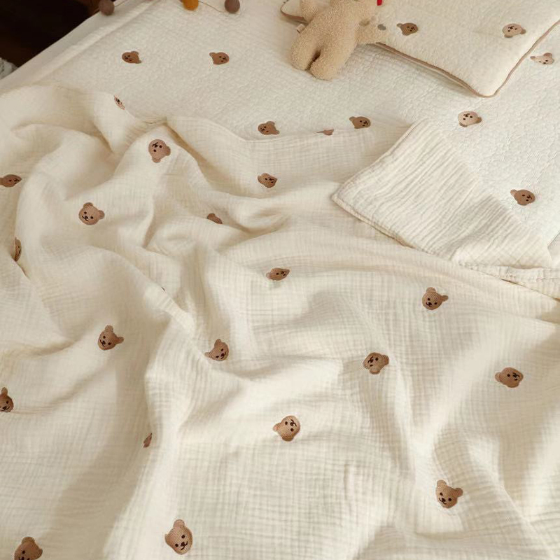 Одеяла пеленание на Милансел INS Born Baby Korean Bear Emelcodery Kids Sleep Cotton Bedding Accessories 221102