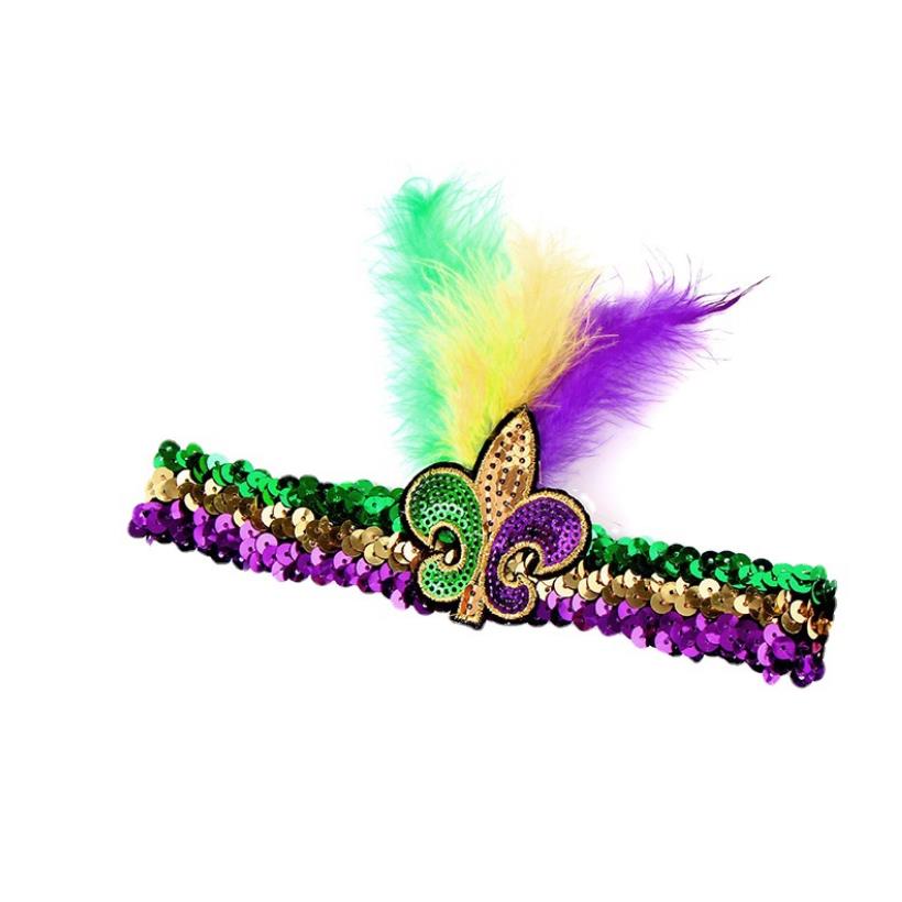 Décoration de fête 2023 Carnaval Nouveau Paillettes Bande De Cheveux Plume Chapeaux Bande De Cheveux Cross border Yeren Chapeaux Usine En Gros