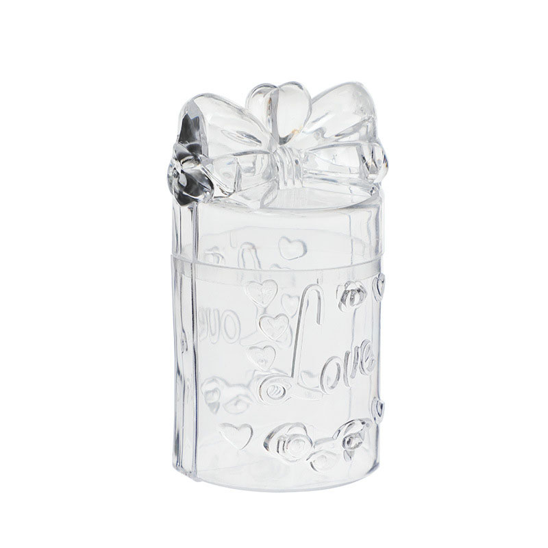 Plastic Wedding Bow Candy Boxes Transparent Clear Sweet Love Case Storage Container Baby Shower Favor Wholesale Mini Jewelry Bracelet Earring Storage