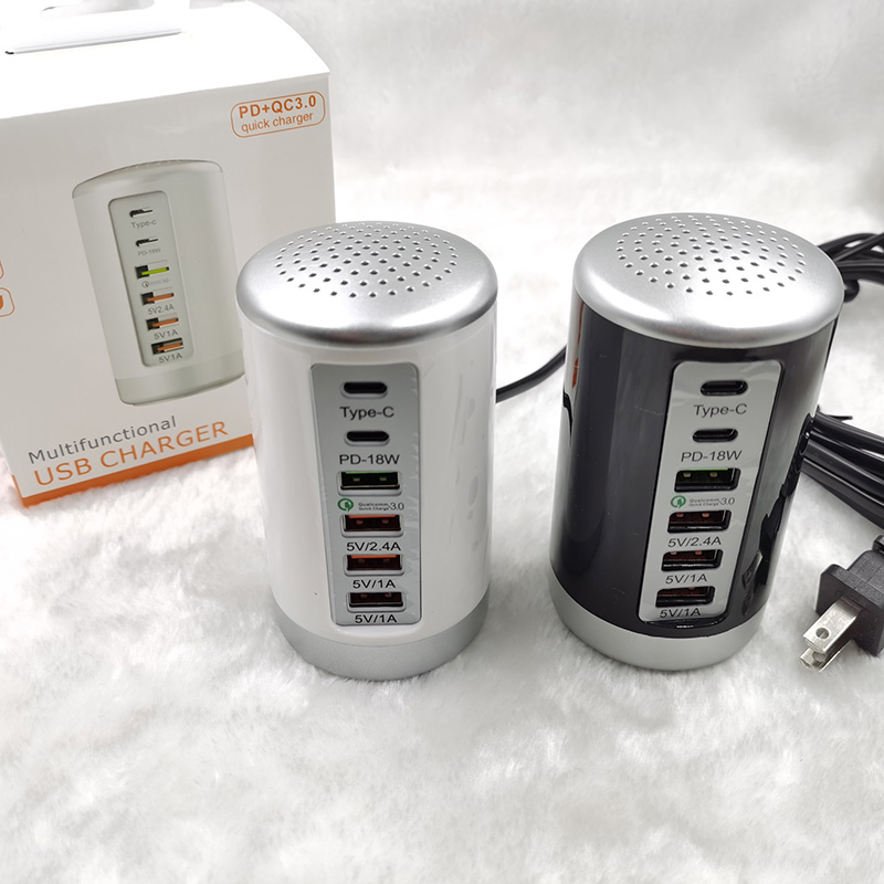 65W 6 Ports Schnellladegeräte HUB Quick Charge QC 3.0 Multi USB Typ C PD Ladegerät Ladestation