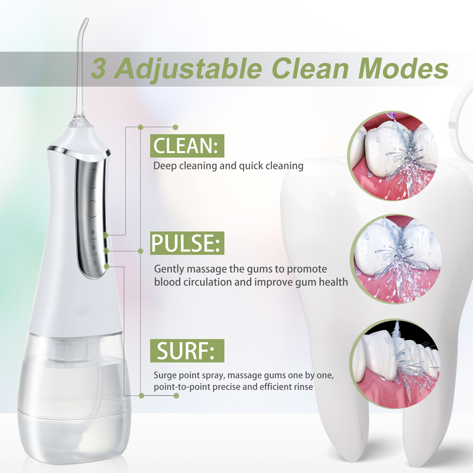 Andra munhygien 350 ml Care Irrigator Dental Water Flosser Whitener 3Modes RECHARGEABLE TEMNING TELTING 5Nozzle Jet Tank Teeth Cleaner 221101