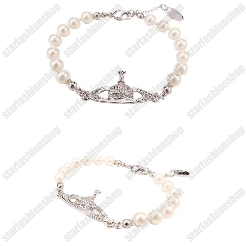 Saturnus armband met doos parel kralen streng diamanten tennis planeet armbanden vrouw gouden designer sieradenmode accessoires2158