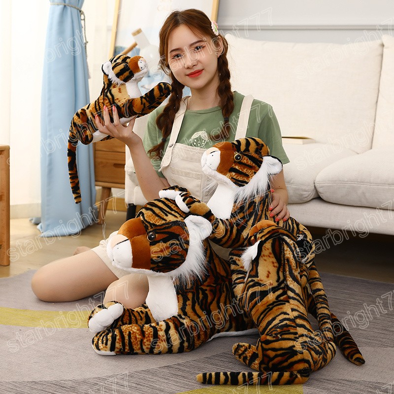 Jouets en peluche tigre réaliste 30/40/50cm, poupées de Simulation mignonnes, peluche douce, comme des animaux, jouets de décoration pour enfants, cadeau d'anniversaire