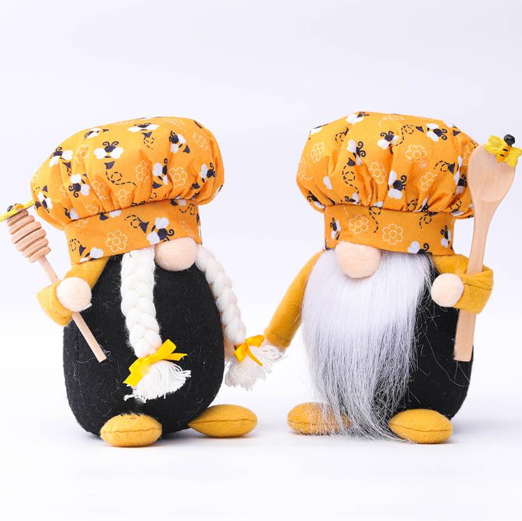 Party Favor Bee Dwarf Chef Gnome Mini Man Woman Scandinavian Honey Bee-Dwarf Doll Faceless Bee Home Farmhouse Kitchen Decor SN51