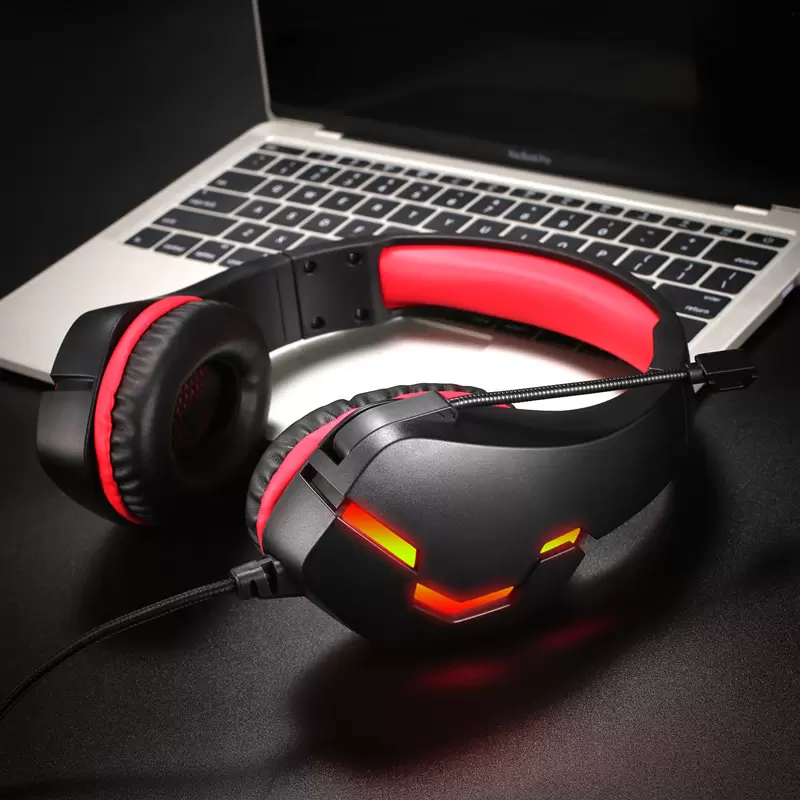 Casque de jeu casque de contrôle sur l'oreille 3.5Mm Usb Rgb ligne ergonomique bandeau réglable pour ordinateur J10