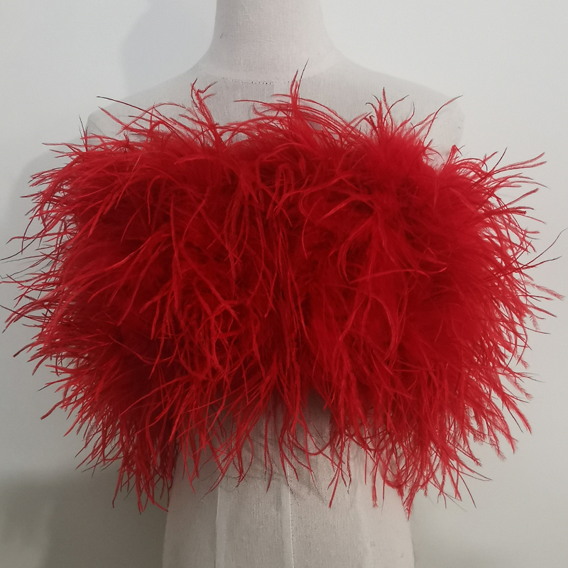 Women's Fur Faux Length 22cm 100% natural ostrich hair bra underwear women's fur coat real mini skirt Customization 221102