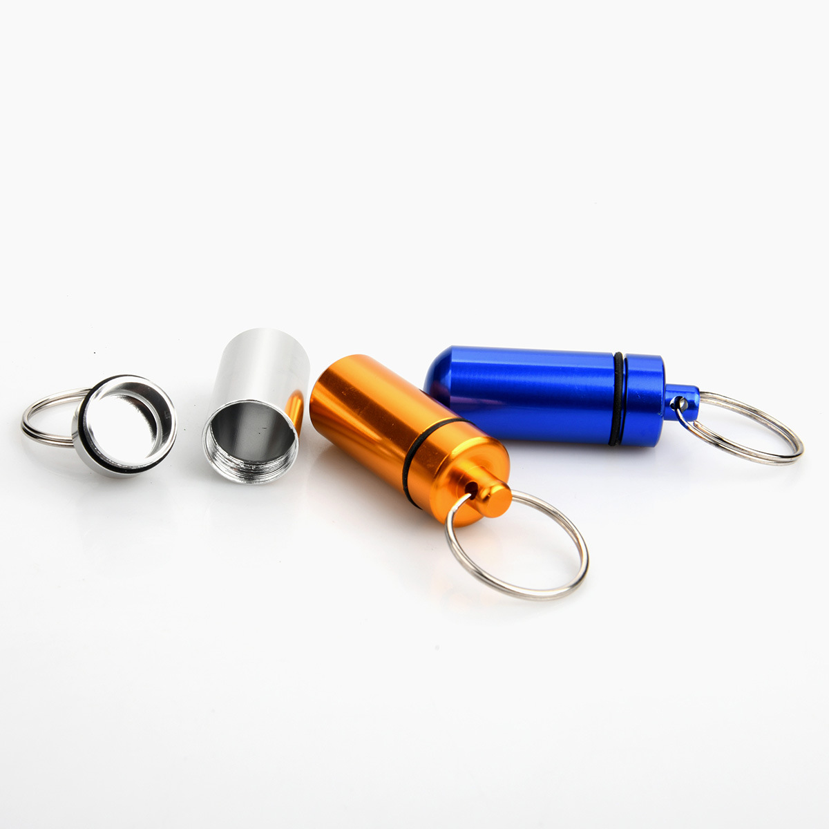 Viagem Liga de alum￭nio Caixa de comprimido ￠ prova d'￡gua Caixa de chaveiro Chain Chain Medicina Organizador de armazenamento Bottle Holder Container Keychain Dh9001