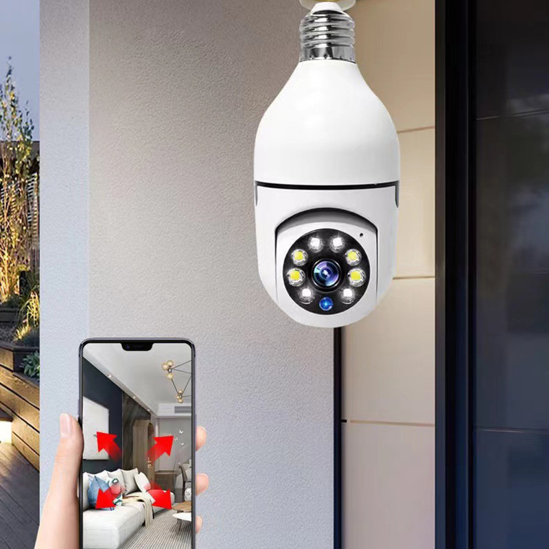 WiFi 360 ° Panoramic Bulb Camera Surveillance IP Camera Light Vision ثنائية الصوت بكامل HD 1080p شاشة أمان المنزل اللاسلكي