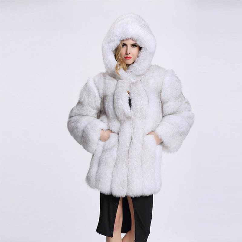 Piel de mujer Faux FANPUGUIZHEN Abrigos y chaquetas recortadas de alta calidad Mujeres Fluffy Top Coat con chaqueta de invierno con capucha T221102