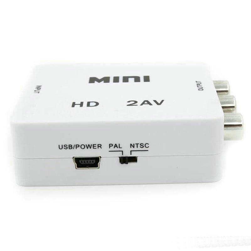 AV2HD 1080P HDTV Adaptador de vídeo mini AV a HD Convertidor CVBS L/R RCA a HDM para Xbox 360 PS360 Con embalaje al por menor