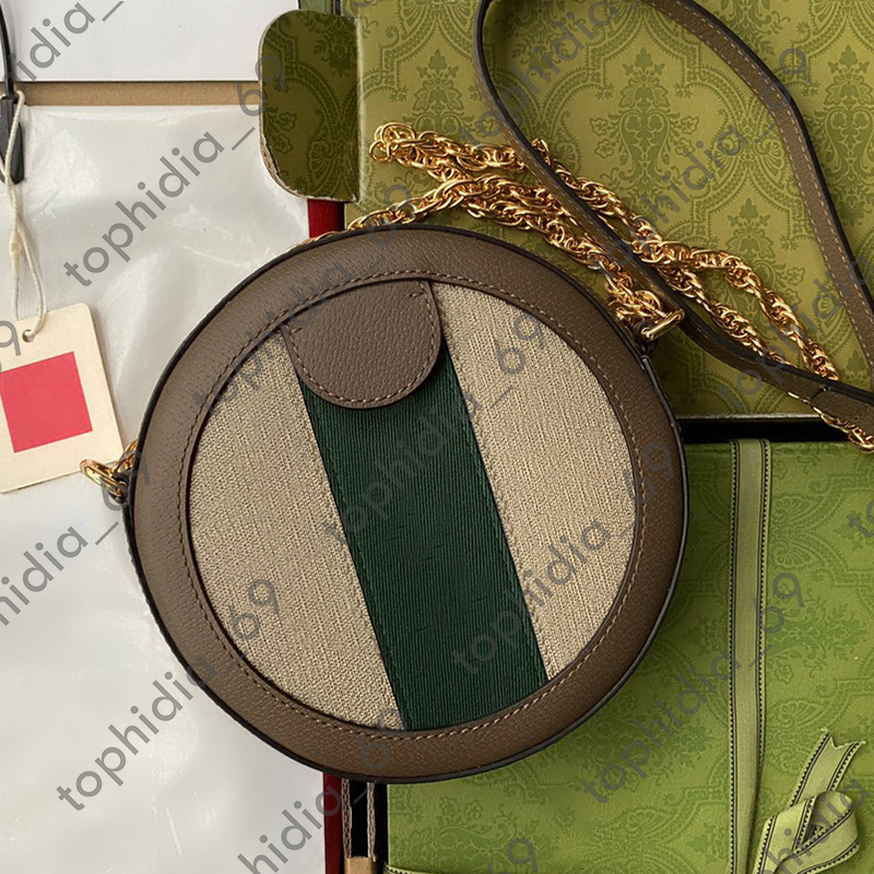 550618 Ophidia rotonda mini catena a catena spalla Stume da donna designer di design di lusso in pelle originale Specchio di qualit￠ Croce Borsa