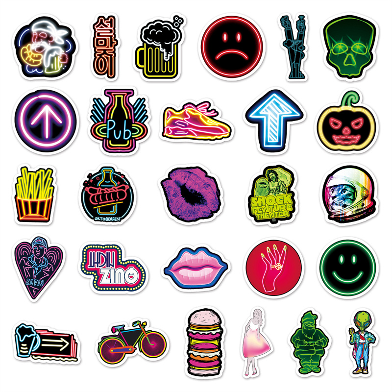 Cool Cartoon Neon Auto -stickers voor kinderen Laptop Diary water flessen Bike Skateboard Skateboard Laptop Notebook Diy Personaliseer Waterdichte stickerstickers