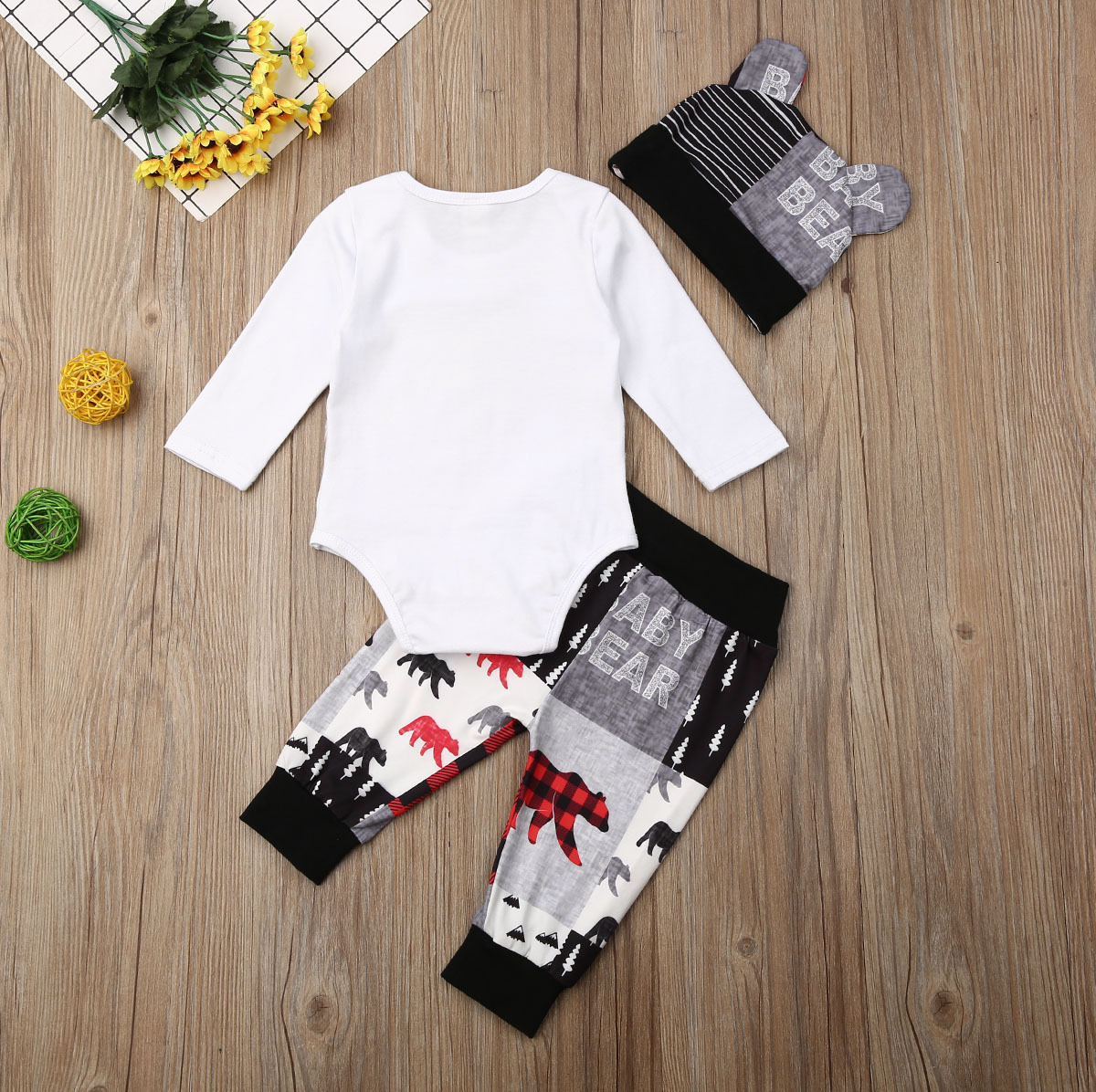 Giyim setleri citgeett sonbahar sonbahar doğumlu erkek bebek kız Noel kıyafetleri ayı baskı romper pantolon kıyafetler bahar 221103