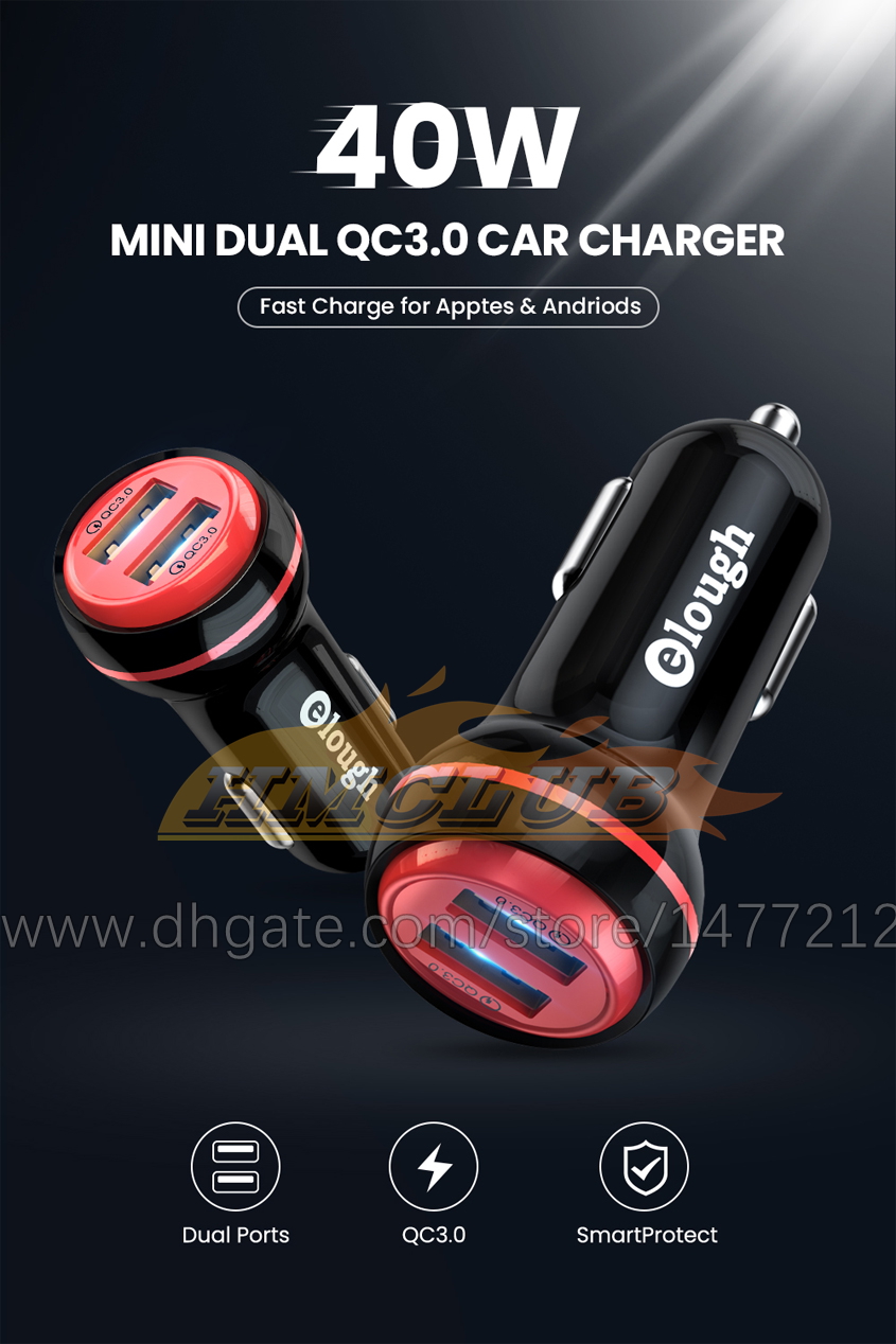 CC312 double chargeur de voiture USB Charge rapide Charge rapide 3.0 QC3.0 PD Type C voitures chargeurs USB pour iPhone Xiaomi Samsung