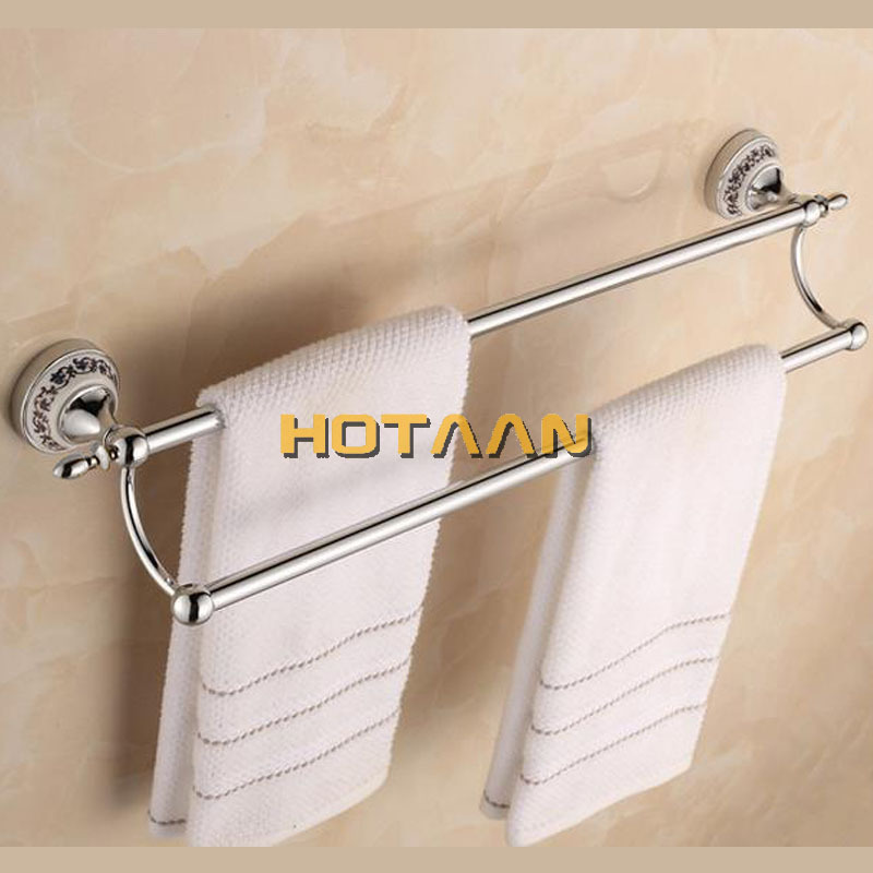 Toalleros Estante de lujo Montado en la pared Accesorios de baño Conjunto Cerámica Acero inoxidable Juegos de accesorios de baño Cromo Escobillero 221102