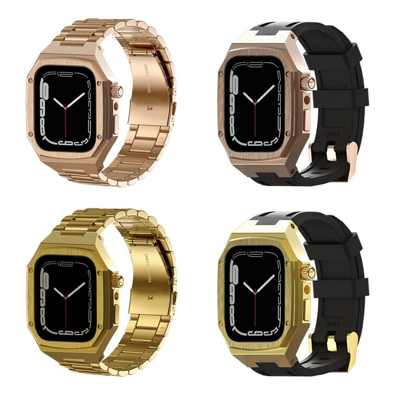 pour Apple Watch Series 8 7 6 5 4 SE Luxury Premium Alloy AP MOD Kit Housse de protection Band Strap Cover iWatch 44mm 45mm