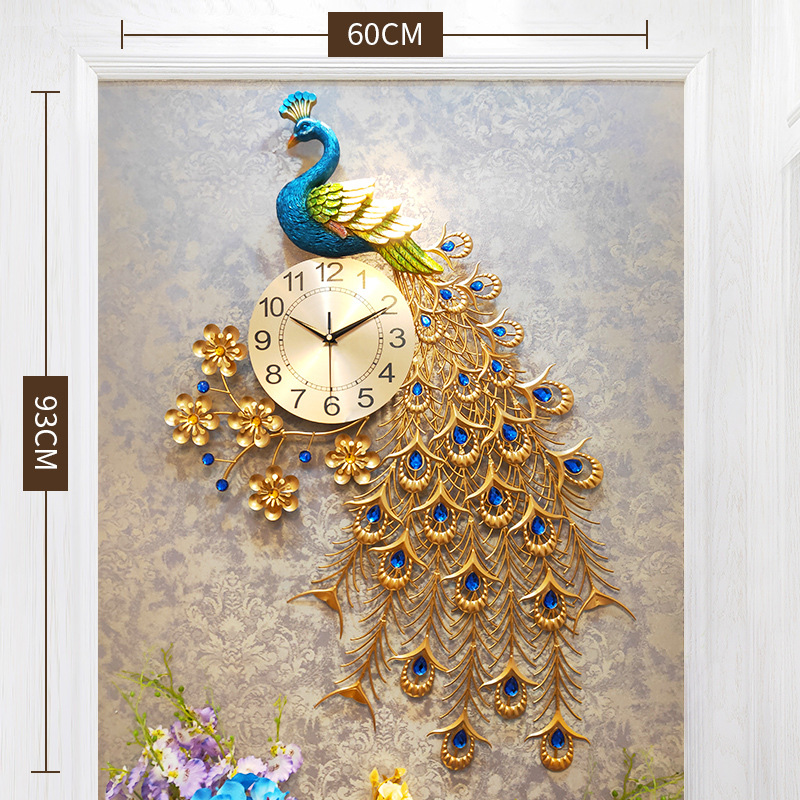 Relógio de parede do pavão das vilas sala de estar/quarto relógio de parede mudo design moderno relógios de metal digital relógios de metal