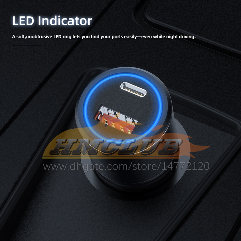 CC445 Caricabatteria da auto 36W PD 3.0 Samsung S20 Note 20 Ultra S21 PLUS USB Type C Caricabatterie auto veloci iPhone 12 Pro Max Caricabatteria da auto