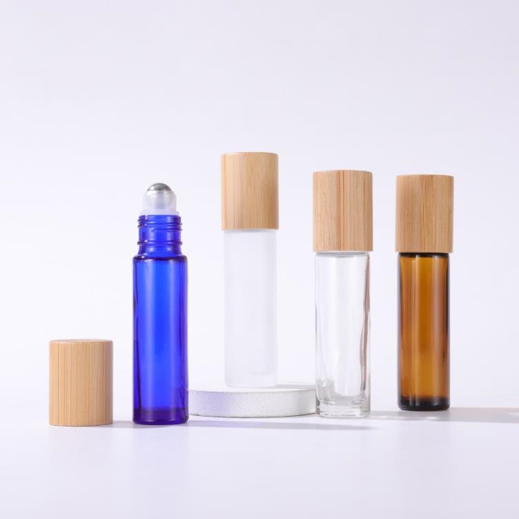 Glasrol van 10 ml op fles met bamboe deksel voor etherische oliën milieuvriendelijke navulbare helder parfummonsterflessen sn83