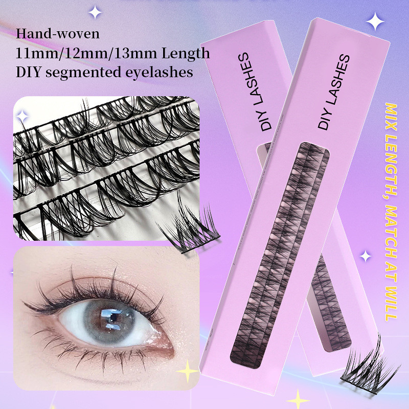 DIY False Eyelash Extension Self-Adhesive Reusable Wispy Eyelashes Natural Thick Crisscross Individual Lashes Cluster For Home Use
