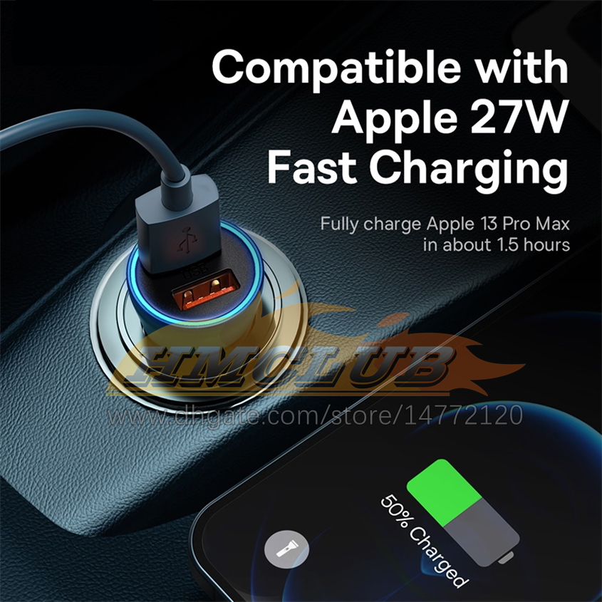 CC305 60W chargeur de voiture Charge rapide 4.0 3.0 Type C PD Charge rapide FCP SCP AFC chargeurs de voitures pour Xiaomi iPhone Huawei Samsung